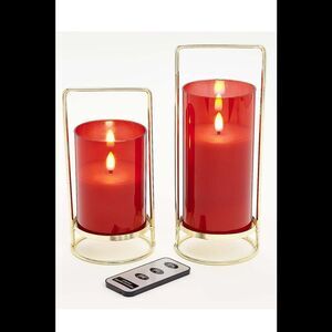 Lightscapes 2-pack Set Iridescent Glass Candles On Stand